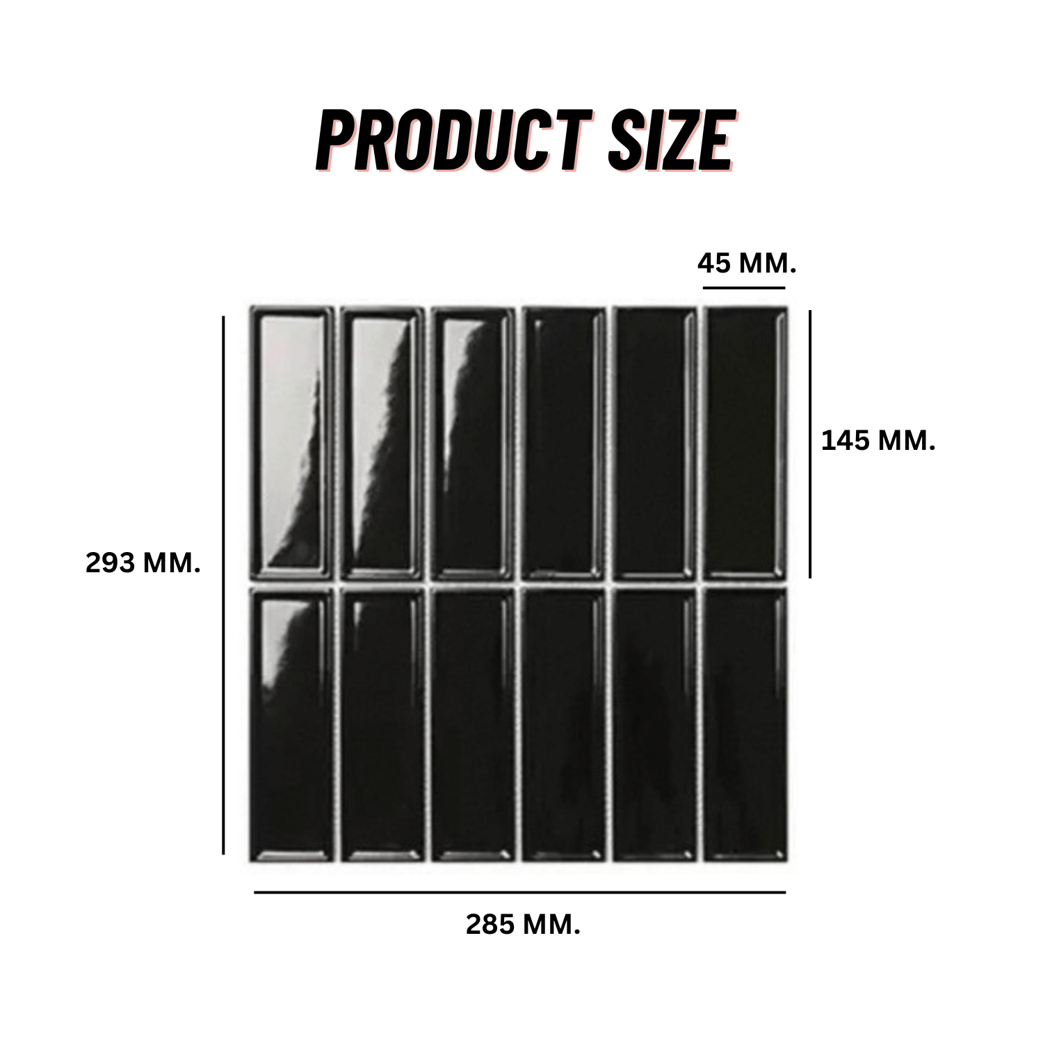 โมเสค TIMELESS TILES รุ่น BAR 29.3X28.5 ซม. สีดำ BLACK ผิวเงา_1